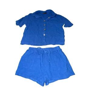 Women's Royal Blue Matching Two Piece Short Set